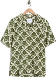 Les Deux Lesley Flower Tile Organic Cotton Camp Shirt