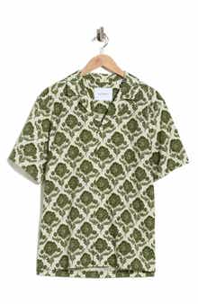 Les Deux Lesley Flower Tile Organic Cotton Camp Shirt