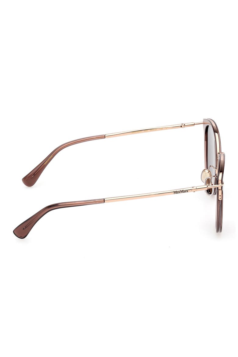 55mm Round Sunglasses, Alternate, color, SHINY DARK BROWN / SMOKE
