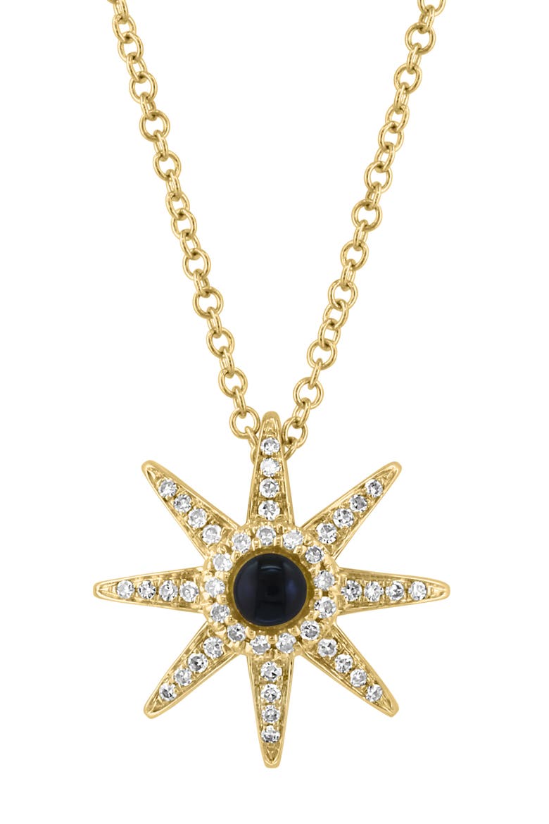 Gold Plated Sterling Silver Starburst Pendant Necklace, Alternate, color, BLACK