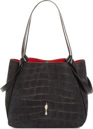 Christian Louboutin Small Bettina Croc Embossed Nubuck Leather Tote