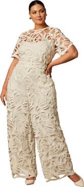 ELOQUII Short Sleeve Lace Jumpsuit