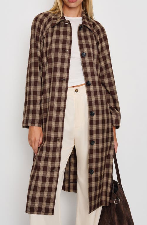 Reformation Beck Plaid Trench Coat In Brown