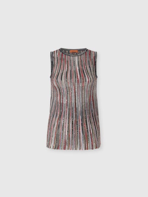 Missoni Sleeveless Top In Ribbed Viscose Blend With Sequins in Silver at Nordstrom, Size 38