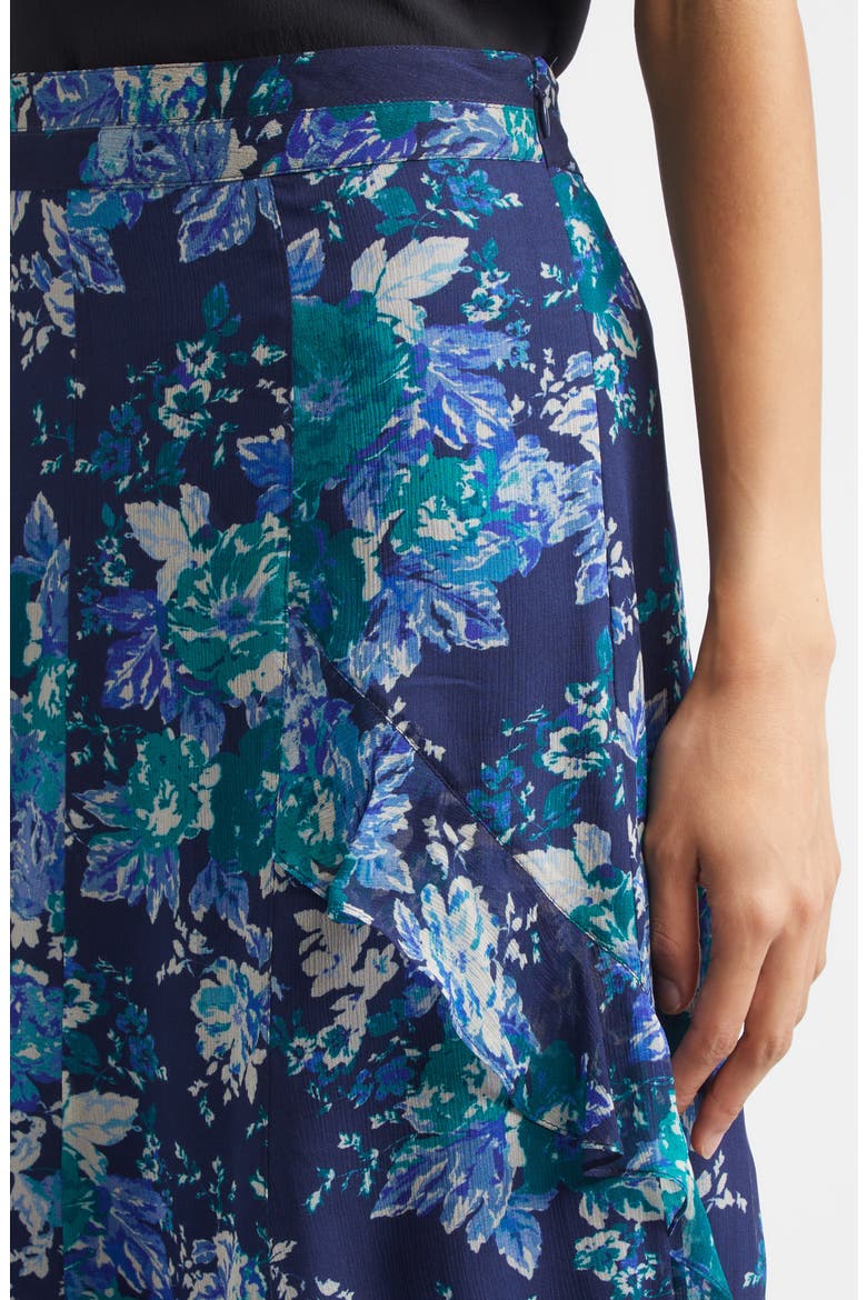 Orla Floral Print Chiffon Maxi Skirt, Alternate, color, NAVY/ JADE/ ECRU