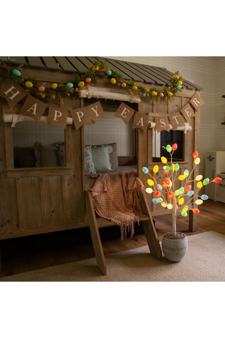 3-ft Pre-Lit Artificial Easter Twig Tree with 40 Egg Shaped LED Ornaments, Alternate, color, White