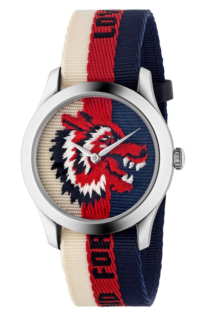 Gucci G-Timeless Nylon Strap Watch, 38mm, Main, color, 