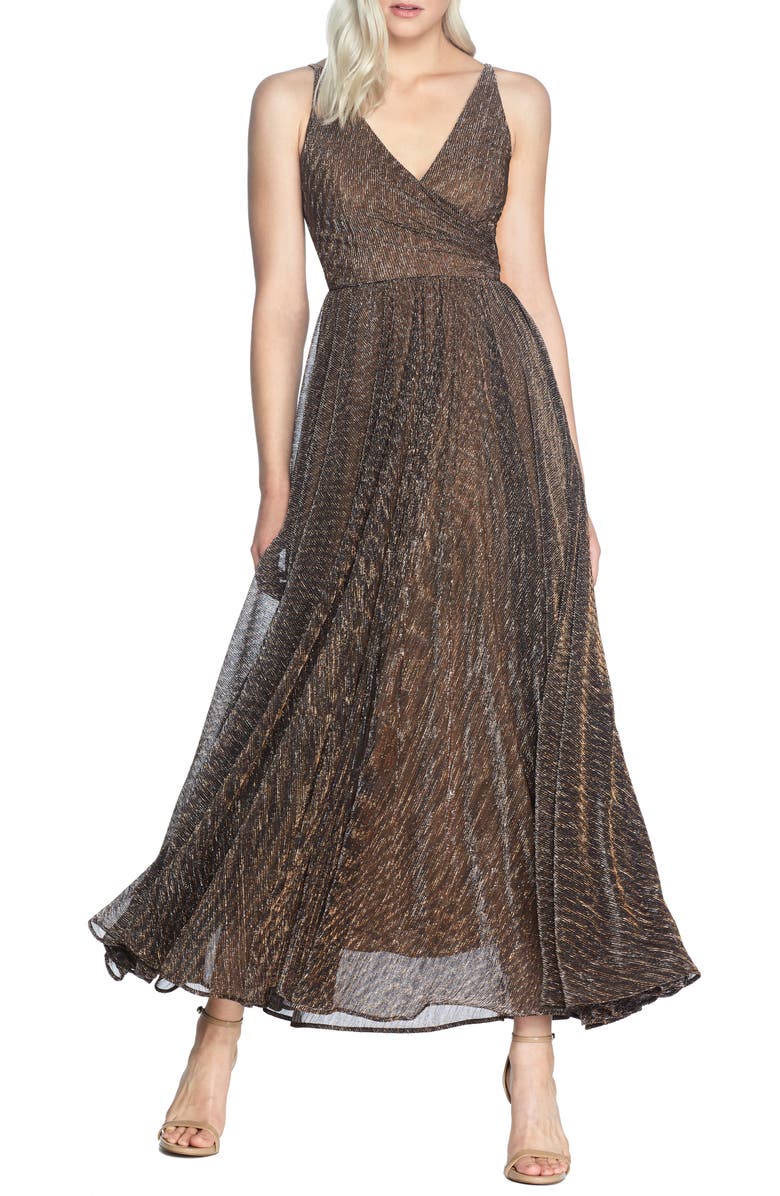 Dress the Population Valentina Metallic Fit & Flare Gown, Main, color, 