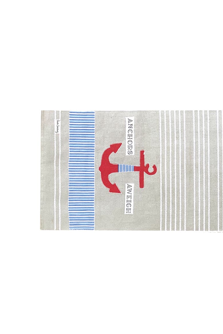 Anchor Stripe Dining Table Runner, Alternate, color, Red