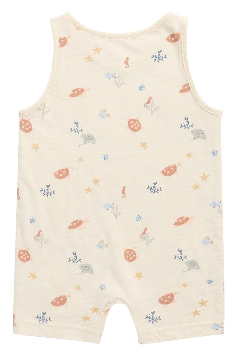 Aquatic Print Sleeveless Cotton Romper, Alternate, color, NATURAL