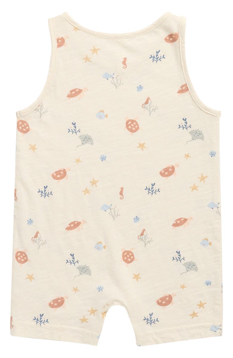Rylee + Cru Aquatic Print Sleeveless Cotton Romper, Alternate, color, Natural
