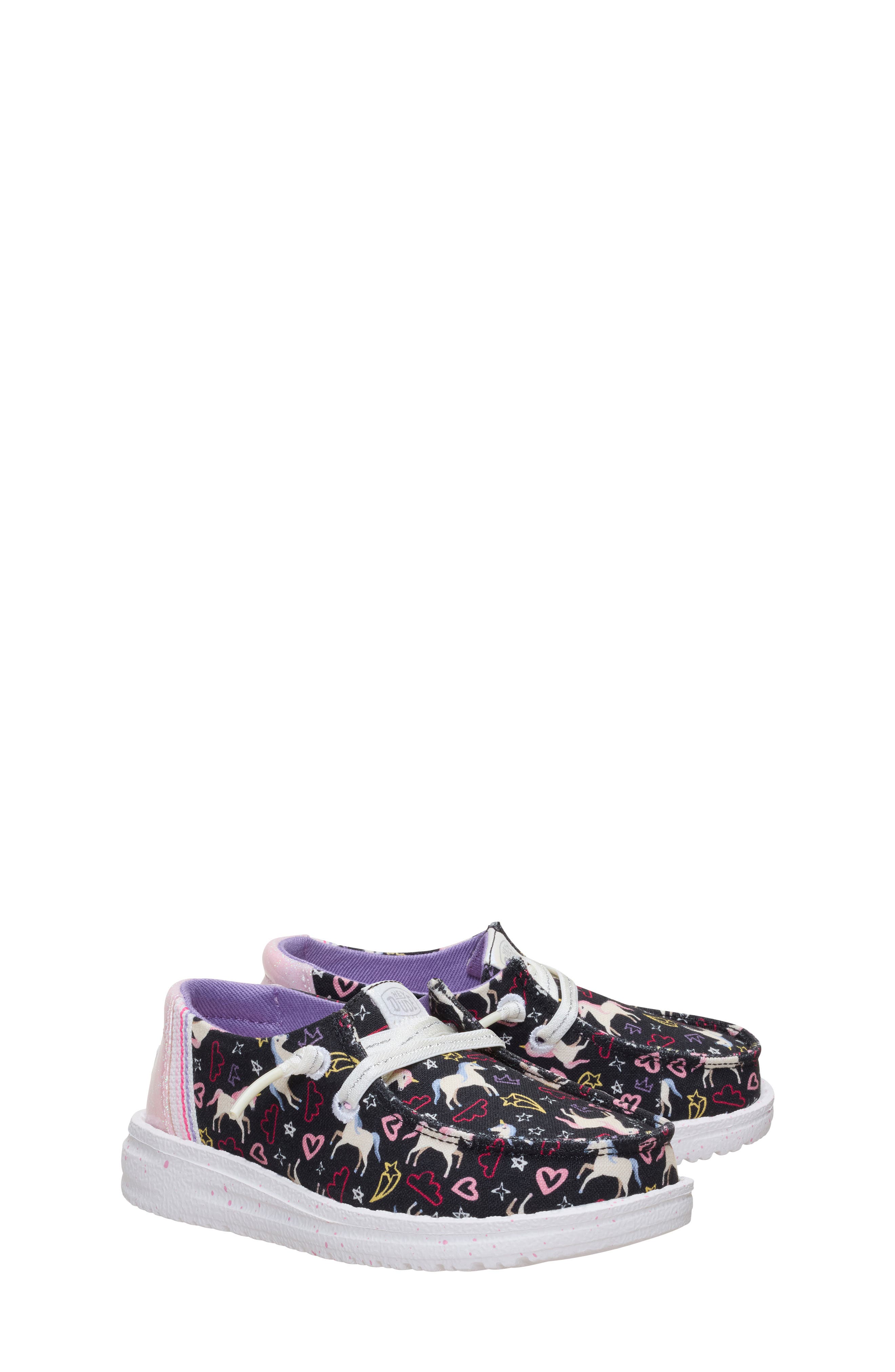 Kids' Wendy Unicorn Stars Slip-On, Alternate, color, BLACK