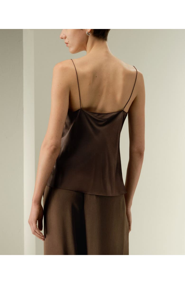 Lilysilk Chic Minimal Silk Cami, Alternate, color, Chocolate