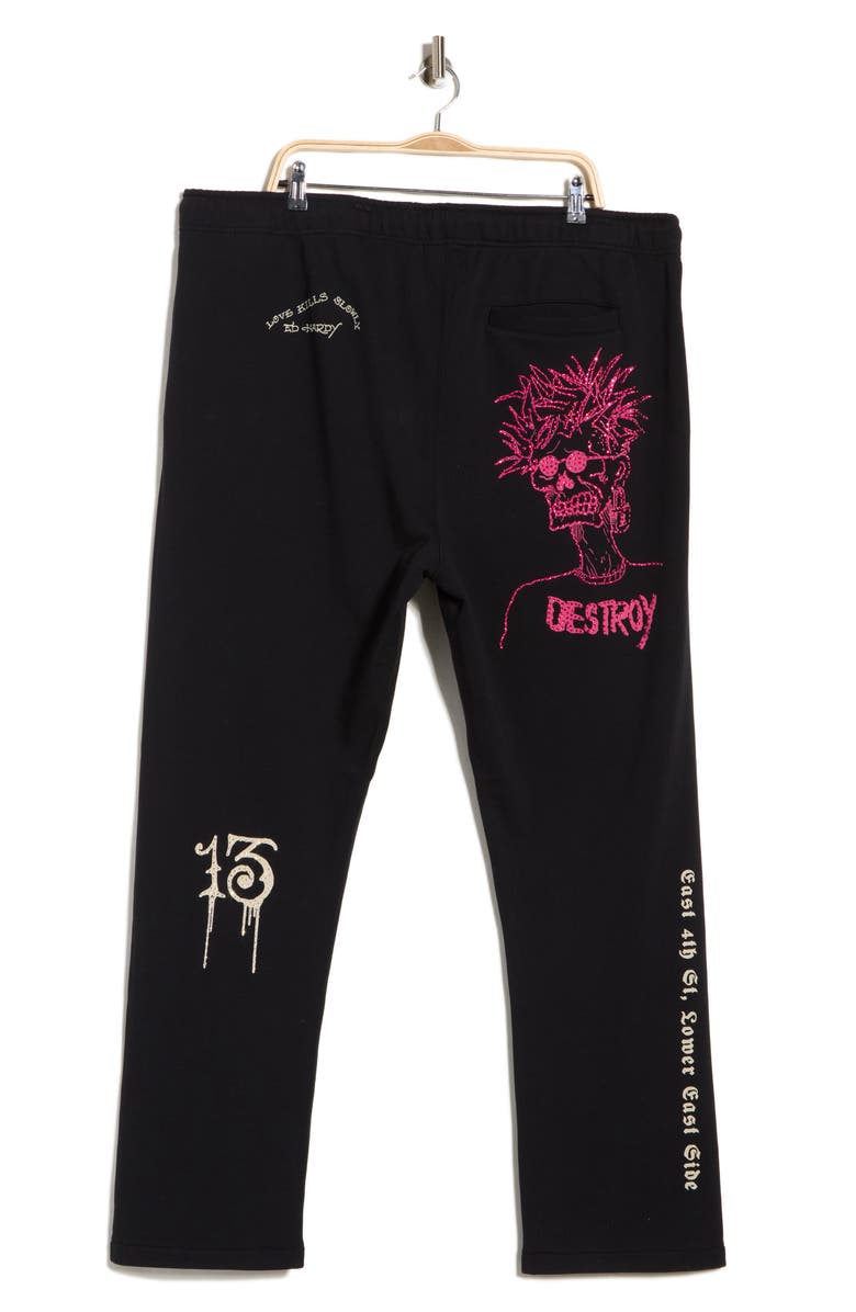 Ed Hardy Destroy Skeleton Sweatpants, Alternate, color, Black