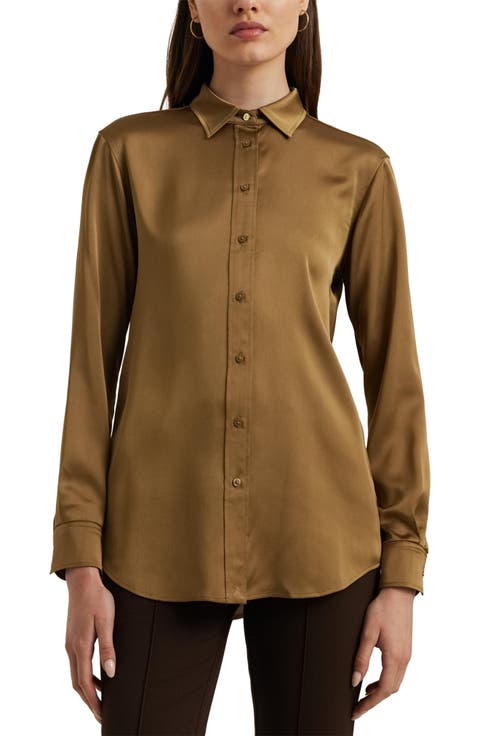 Classic Fit Satin Charmeuse Shirt