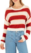 Hurley Delta Striped Cropped Open Knit Sweater