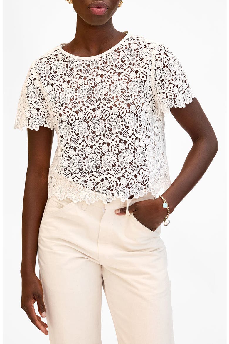 LouLou Lace Cotton Top, Main, color, MILK