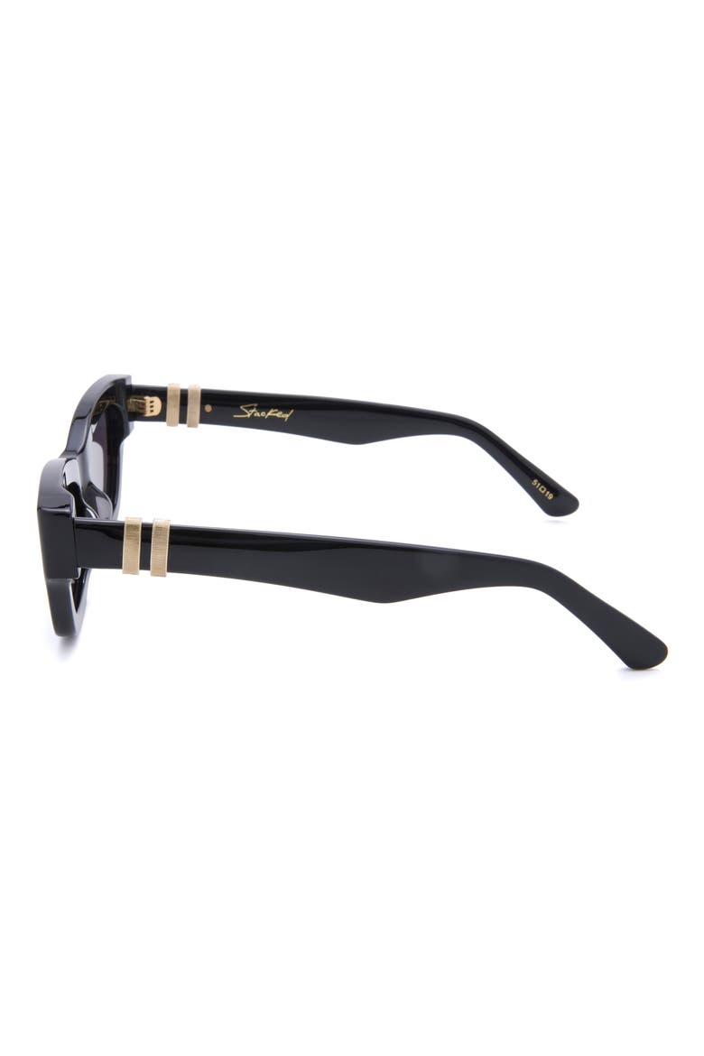Stacked 55mm Cat Eye Sunglasses, Alternate, color, BLACK / DARK SMOKE / GOLD
