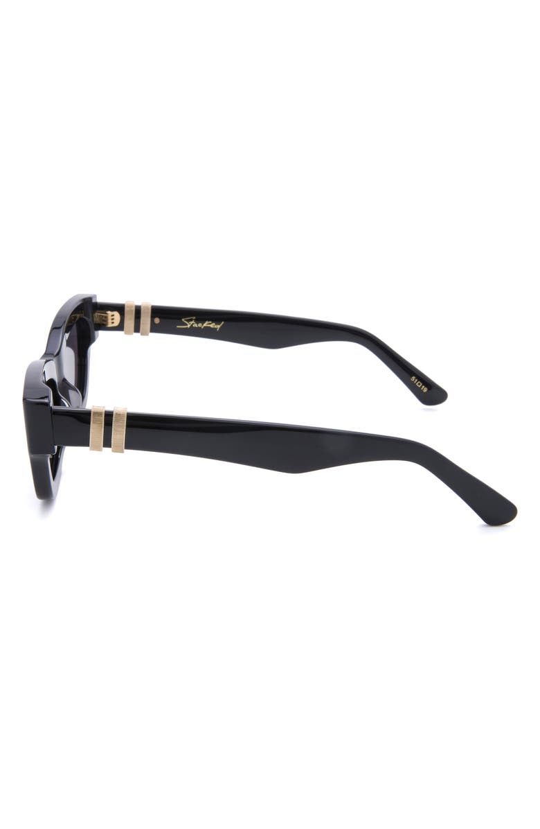 DEZI Stacked 55mm Cat Eye Sunglasses, Alternate, color, Black / Dark Smoke / Gold