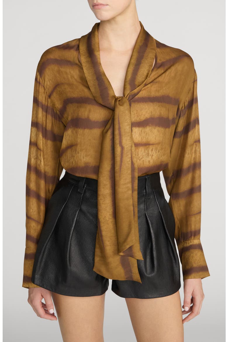 The Oversized Silk Tie Shirt, Main, color, LIGHT TIGER MULTI