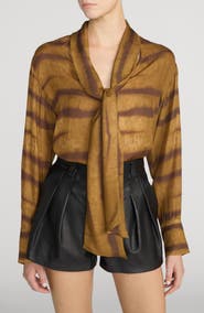 FRAME The Oversized Silk Tie Shirt