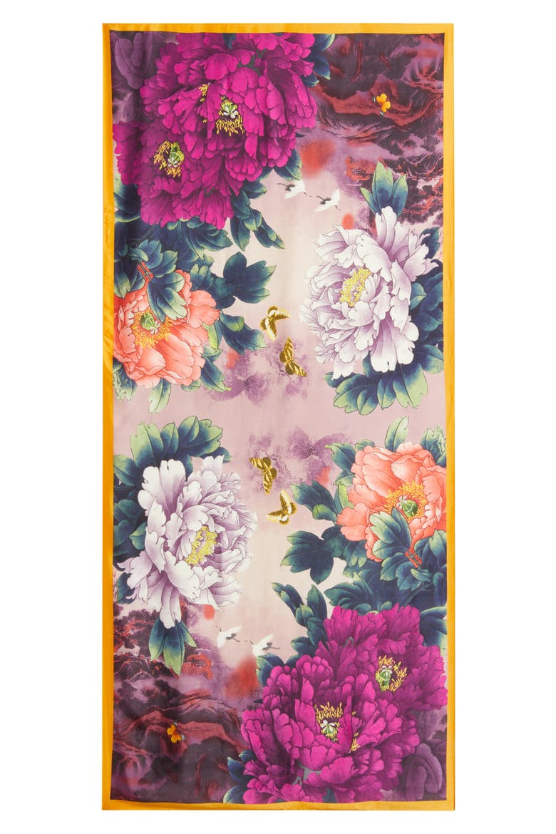 Floral Print Scarf, Alternate, color, PURPLE MULTI