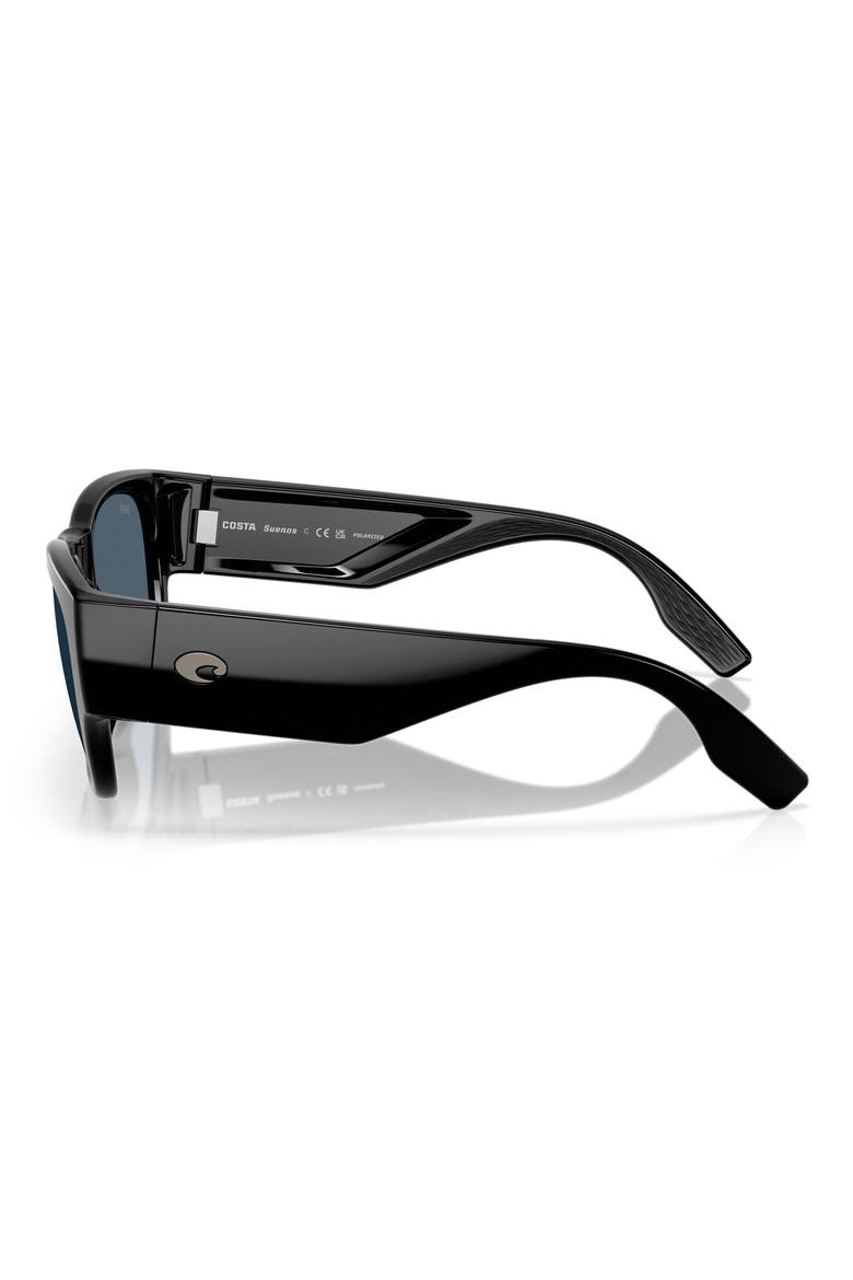 Suenos 57mm Polarized Rectangular Sunglasses, Alternate, color, BLACK/ GRAY 580P