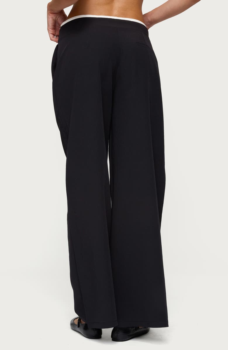EDIKTED Peekaboo Pleated Wide Leg Sweatpants, Alternate, color, Black