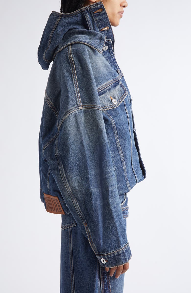 Jean Paul Gaultier Hooded Double Layer Denim Jacket, Alternate, color, Vintage Blue