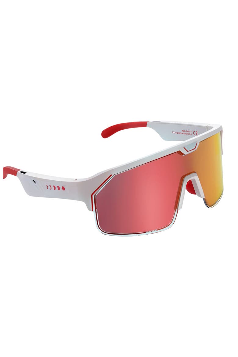 Music Shield Slider HVL Sunglasses, Alternate, color, Fire Lenses / White