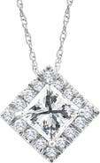 Bliss Diamond 1 1/5Ct TW Princess Cut Diamond Lab Grown Halo Pendant Gold Necklace