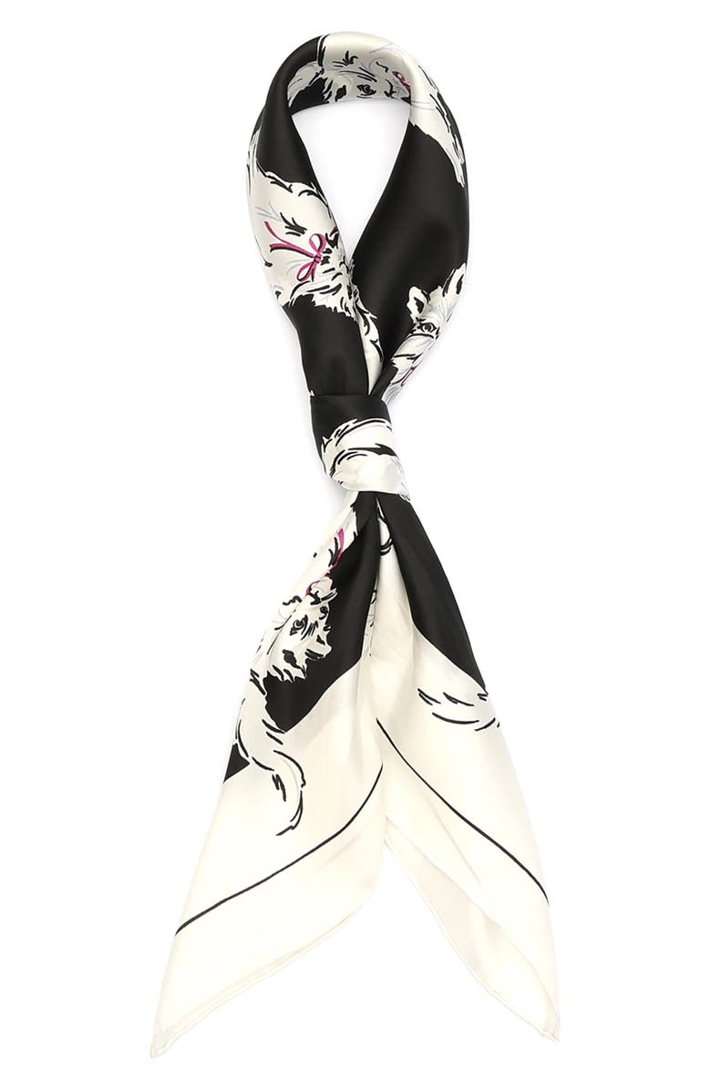 Kate Spade New York pretty kitty silk square scarf, Alternate, color,