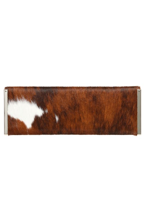 Jeffrey Campbell Genuine Calf Hair Clutch In Beige White Spot