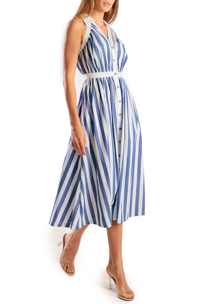 FREEMARKET Stripe Sleeveless Midi Dress, Alternate, color, 