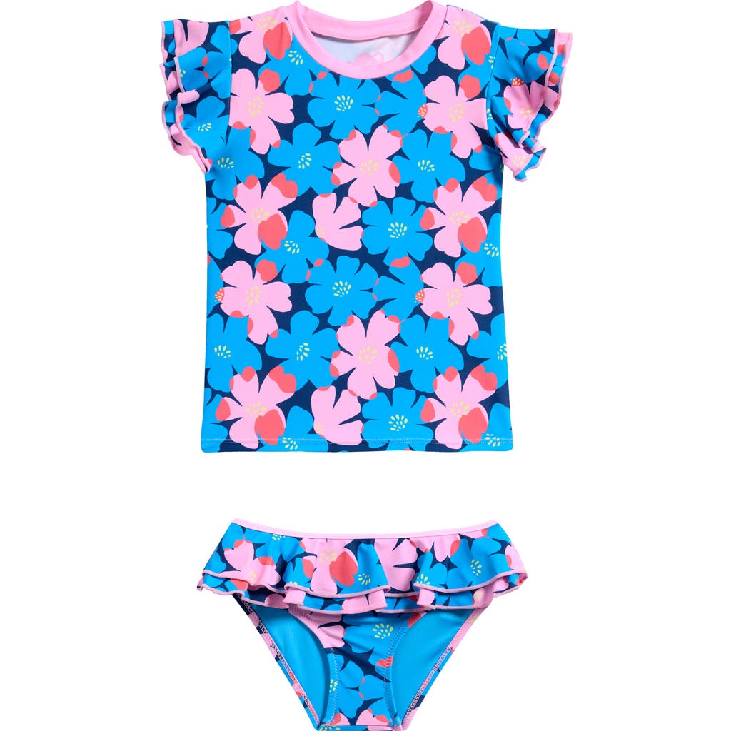Boardies Kids' Sully Ruffle Two-piece Swimsuit In Blue Multi