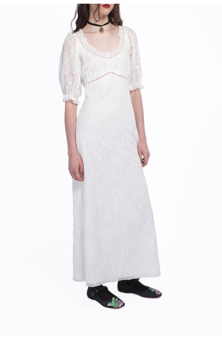Anna Sui Poppy Embroidered Chiffon Dress, Alternate, color, 