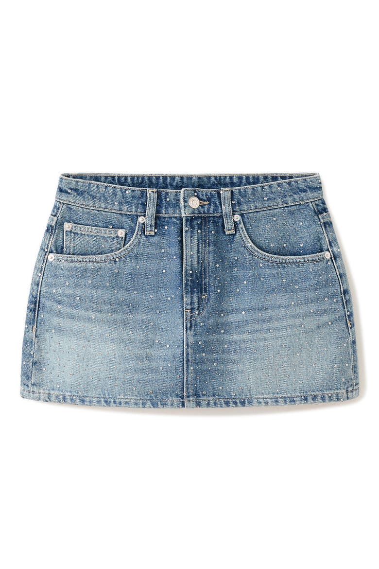 Rhinestone Denim Miniskirt, Main, color, MEDIUM BLUE