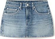 MANGO Rhinestone Denim Miniskirt