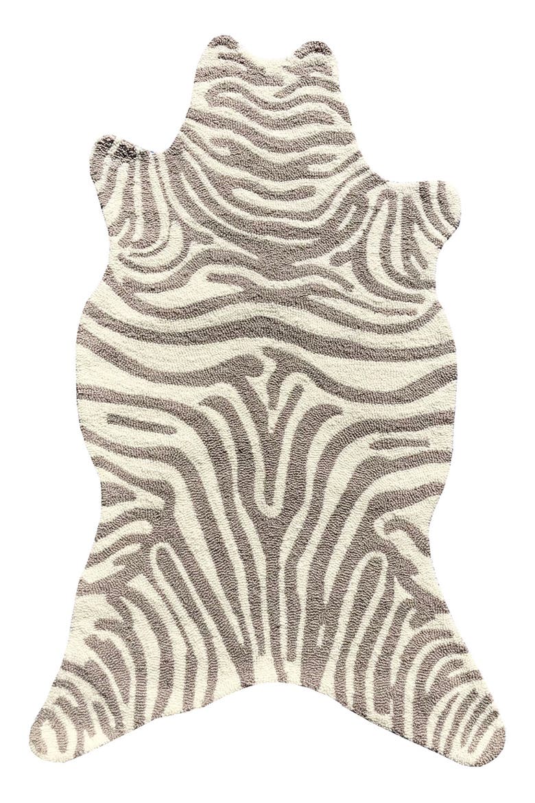 Mini Zebra Shaped Indoor Rug, Main, color, GRAY/WHITE