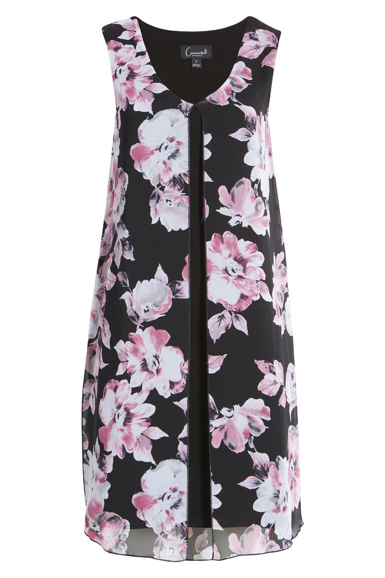 Chiffon Overlay Printed Dress, Alternate, color, MAUVE