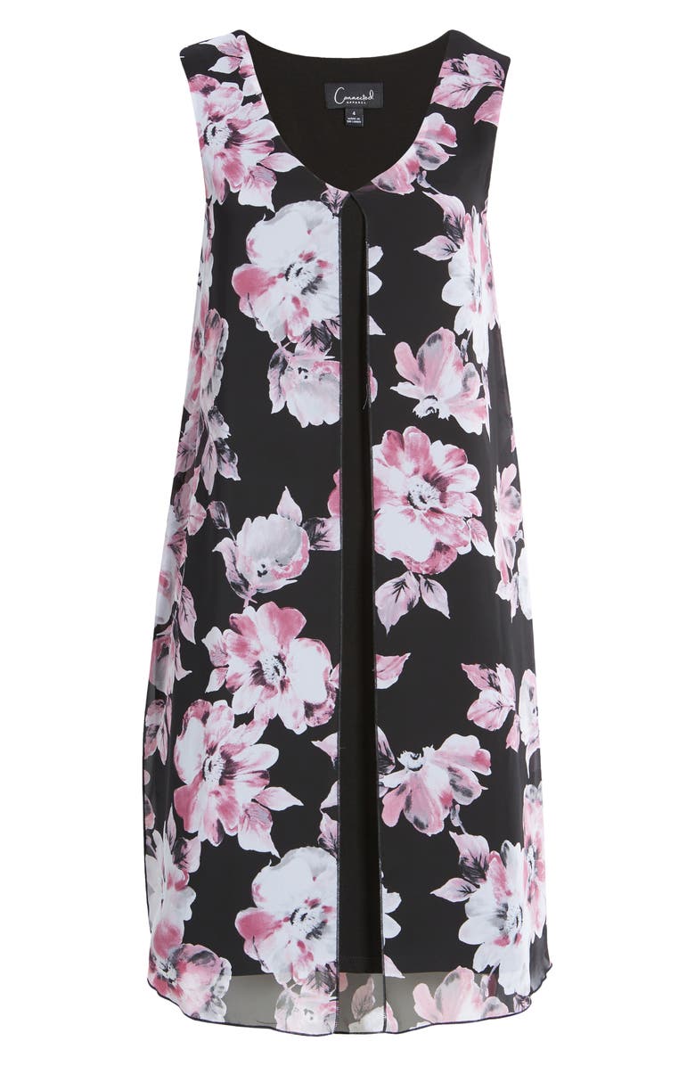 Connected Apparel Chiffon Overlay Printed Dress, Alternate, color,