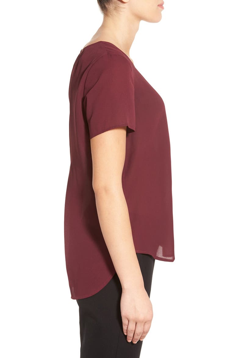 Pleat Back Woven Print Top, Alternate, color, BURGUNDY STEM