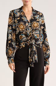 Karen Kane Long Sleeve Tie Front Top