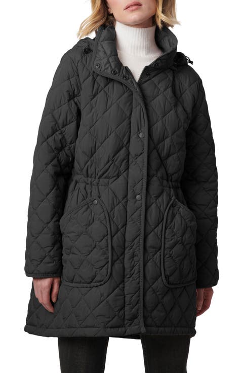 Diamond Quilted Hooded Puffer Coat