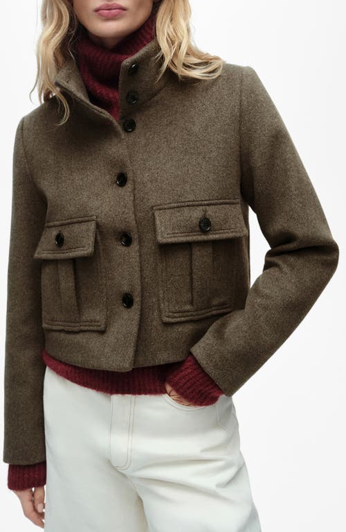 Mango Boxy Crop Jacket In Brown