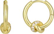 Adornia 14K Gold Plated Cubic Zirconia Knot Huggie Hoop Earrings