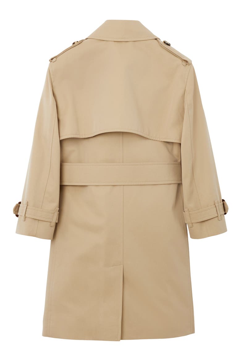 Girls' Gabardine Trench Coat, Alternate, color, HONEY