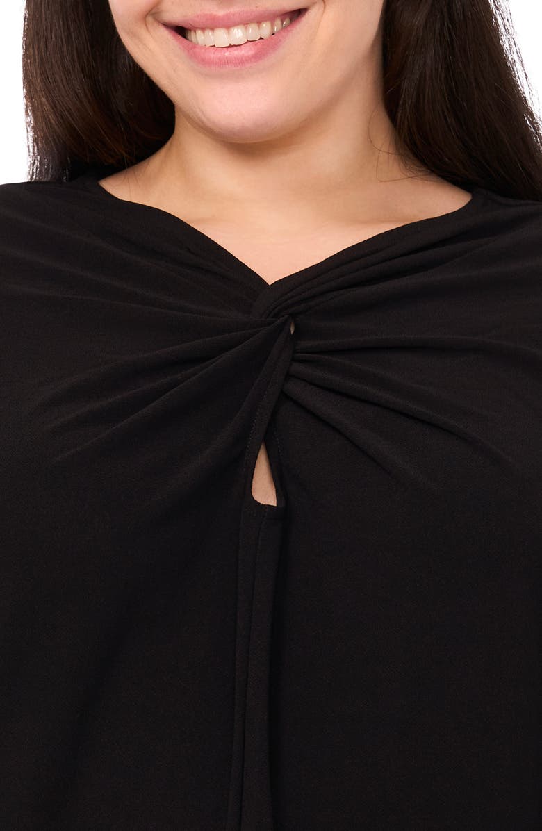 CeCe Twist Keyhole Neck Stretch Crepe Top, Alternate, color, Rich Black