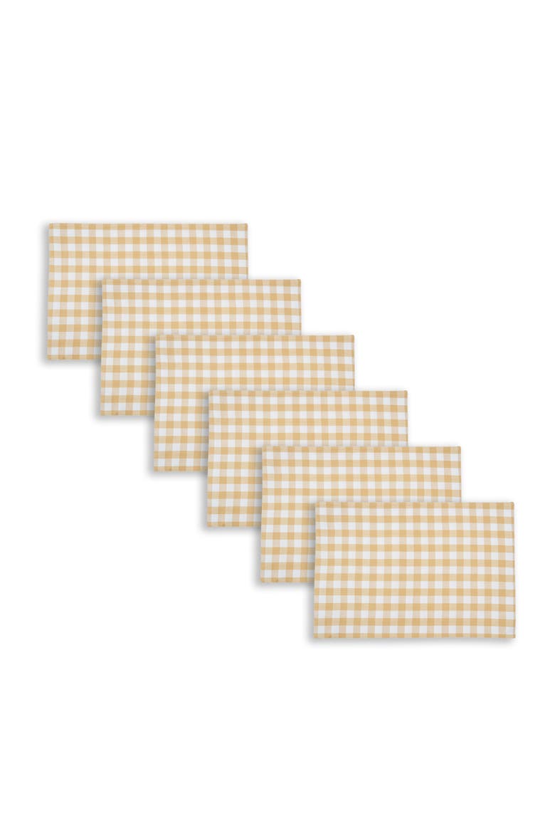 Ashford Cornsilk Gingham Checkered Placemats Set of 6 Dining, 13" x 19", Alternate, color, Yellow