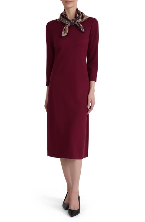 Three-Quarter Sleeve Midi Dress